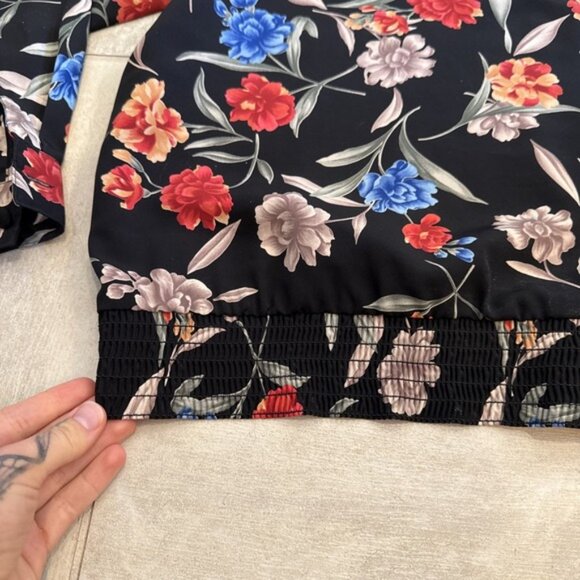 ALFRED DUNNER Large‎ 18 Top Elastic Waist Floral 1/4 Button Collared Lightweight - Picture 6 of 9